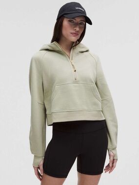 Lululemon Cropped Scuba Hoodie - Half Zip - Fog Green - M/L